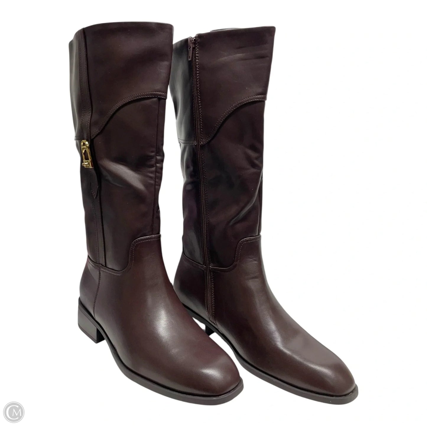 Boots Knee Flats By Just Fab In Brown, Size: 11