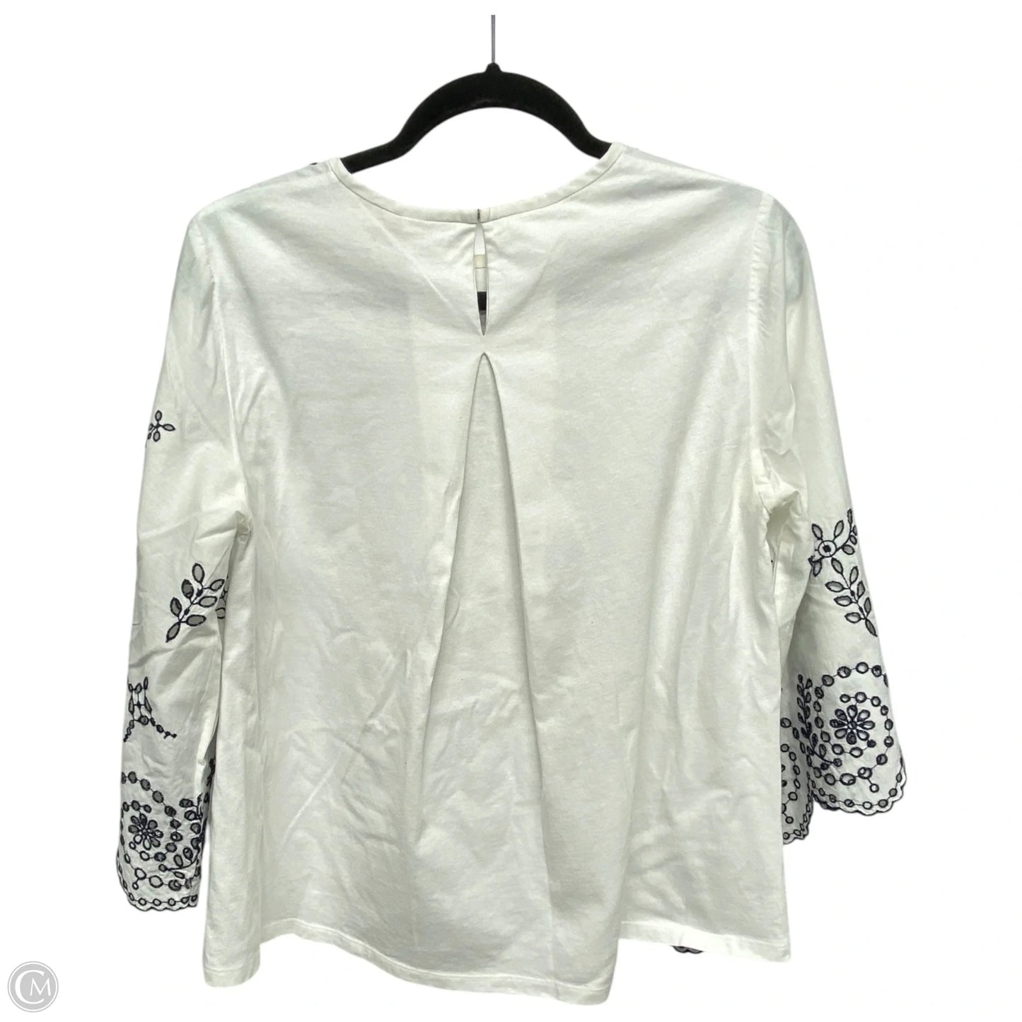 Top 3/4 Sleeve Designer By Tory Burch In Blue & White, Size: Xs