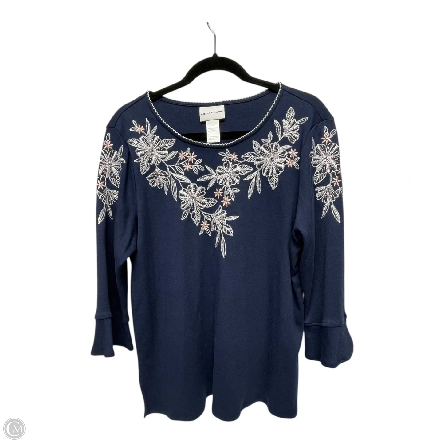 Top 3/4 Sleeve By Alfred Dunner In Navy, Size: M