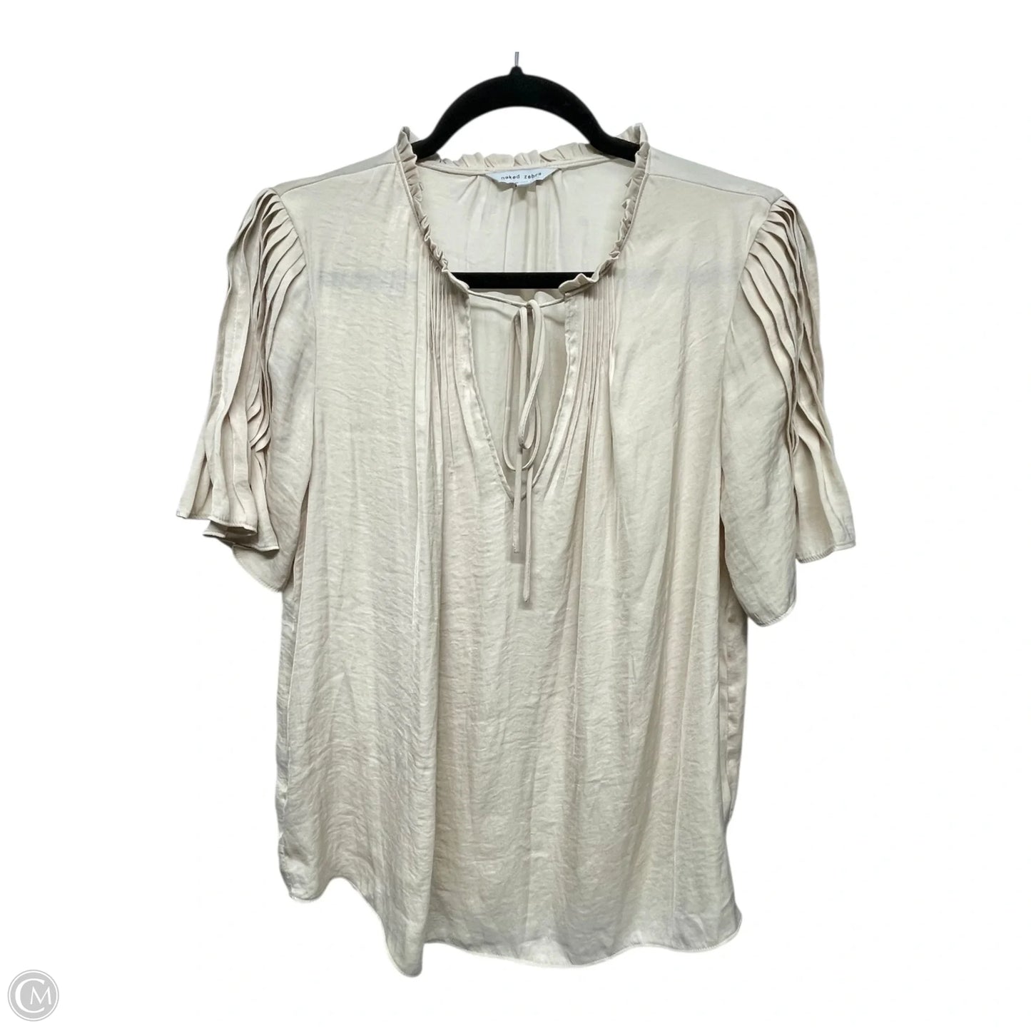 Blouse Short Sleeve By Naked Zebra In Cream, Size: S
