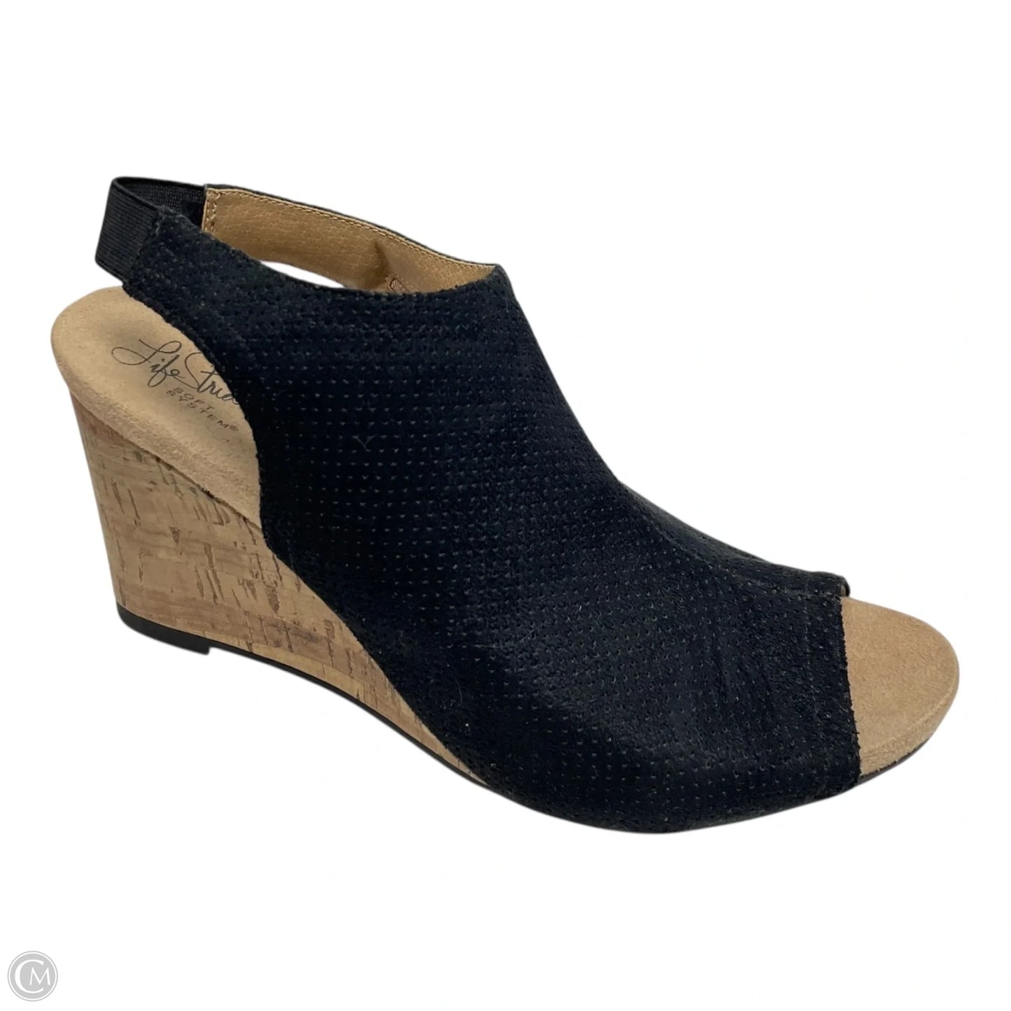 Sandals Heels Wedge By Life Stride In Black, Size: 8.5