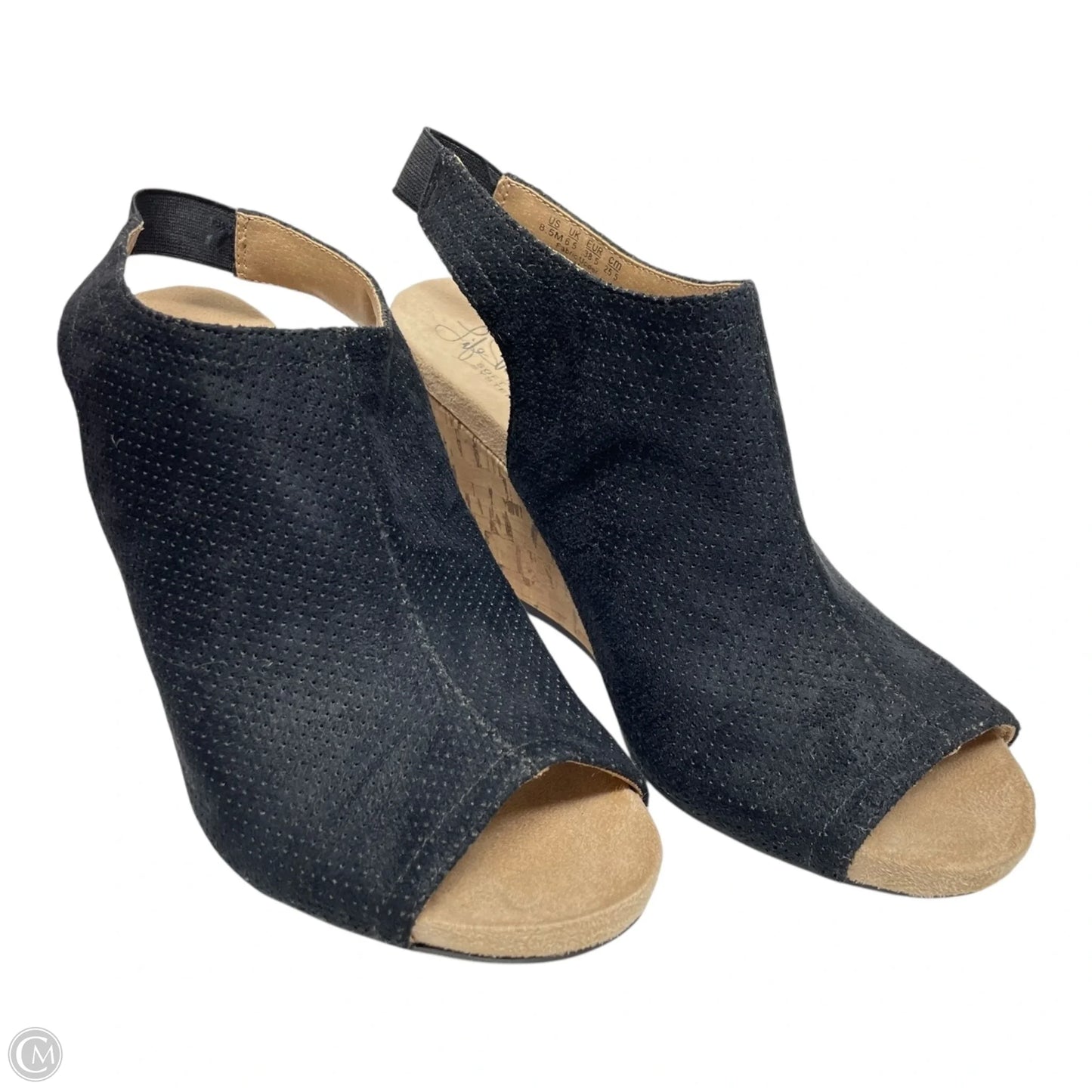 Sandals Heels Wedge By Life Stride In Black, Size: 8.5