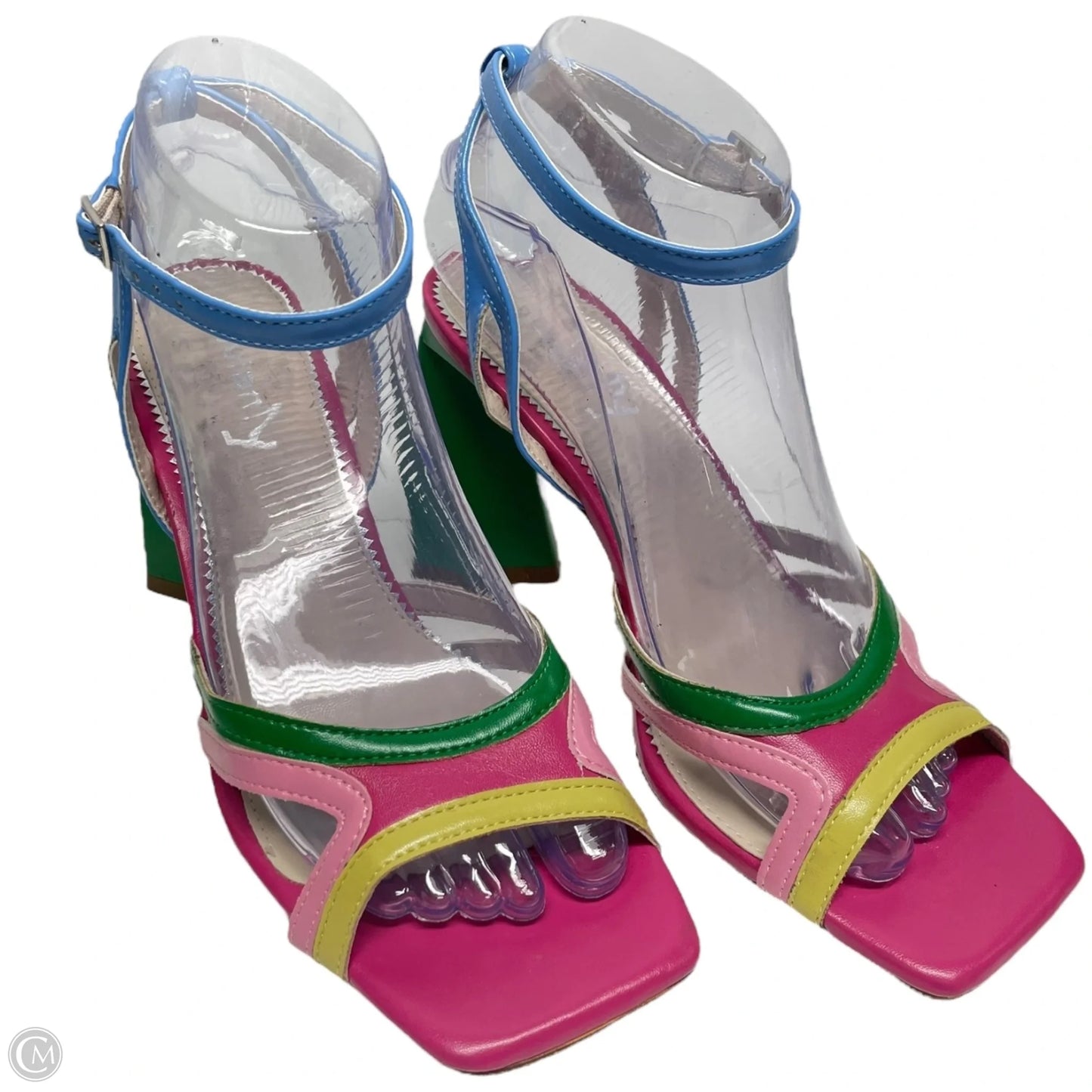 Sandals Heels Block By VIVIANLY In Multi-colored, Size: 7