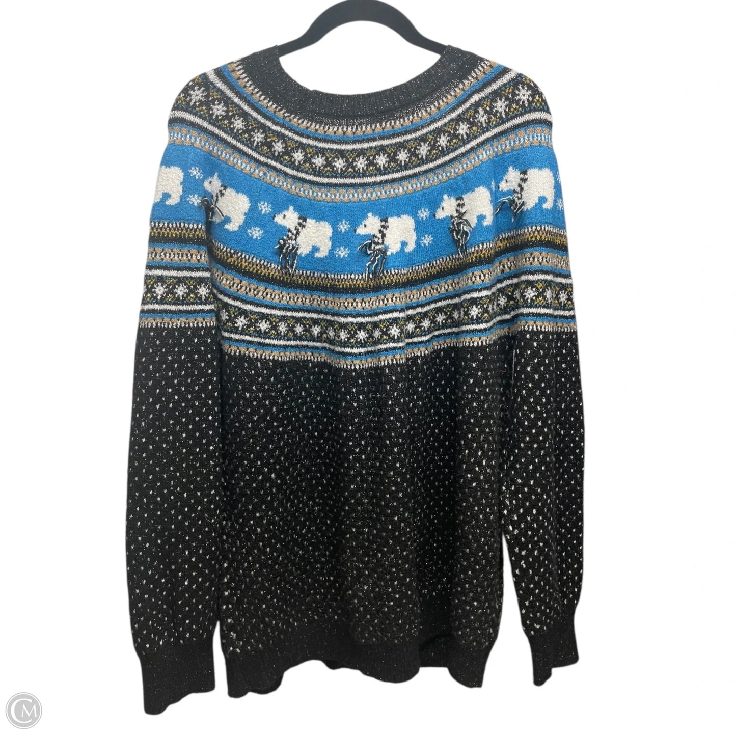 Sweater By Holiday Time In Black & Blue, Size: 1x