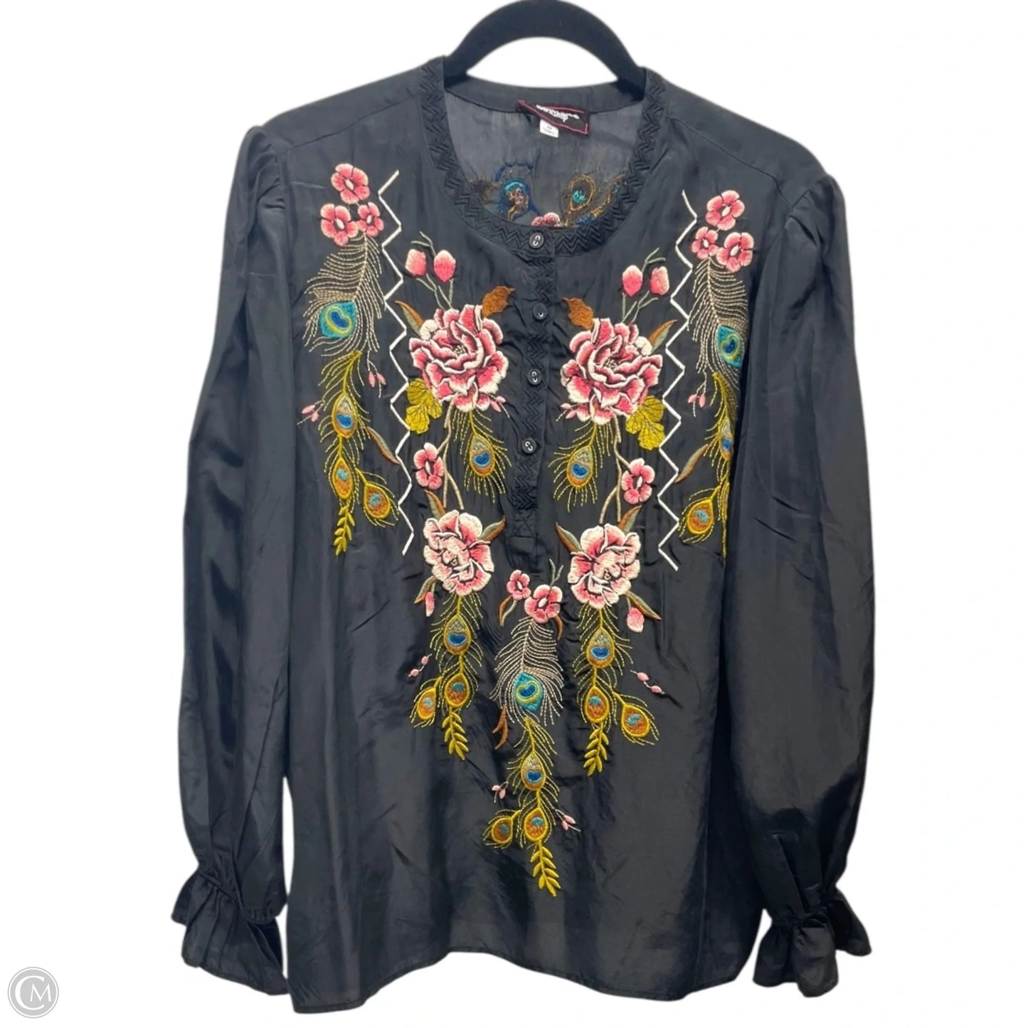 Blouse Long Sleeve By Johnny Was In Black, Size M