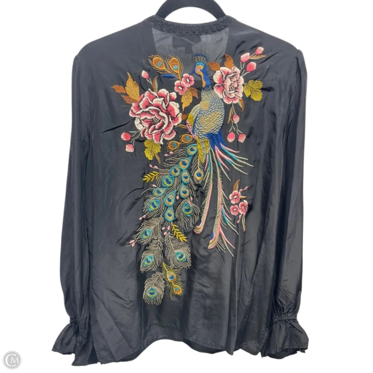Blouse Long Sleeve By Johnny Was In Black, Size M