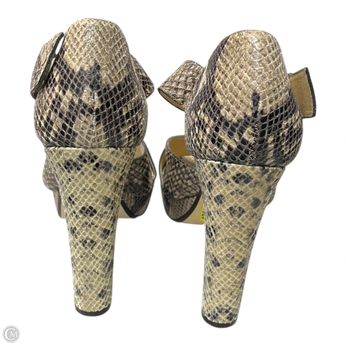 Sandals Heels Block By Michael By Michael Kors In Snakeskin Print, Size: 10