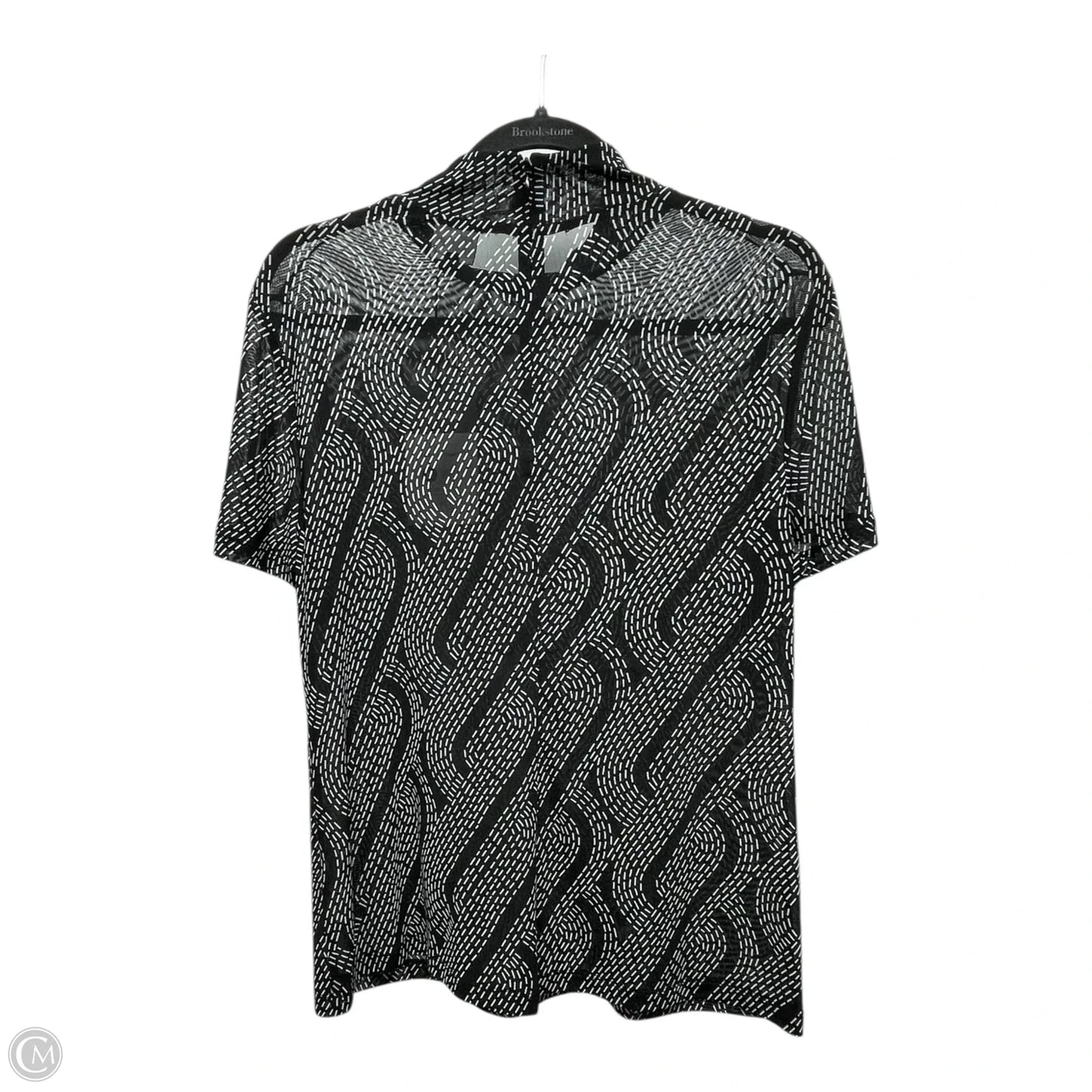 Top Short Sleeve By Cabi In Black & White, Size: M