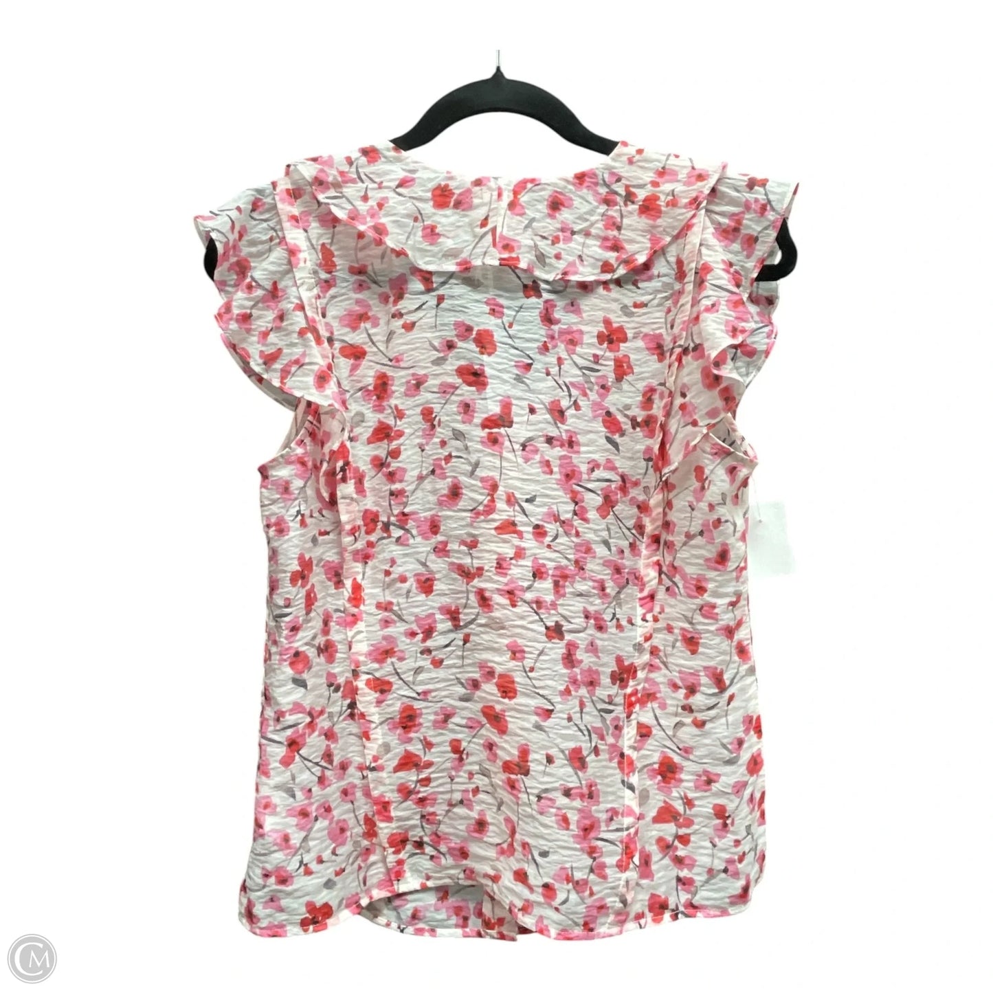 Top Short Sleeve By Cabi In Pink & White, Size: Xxs