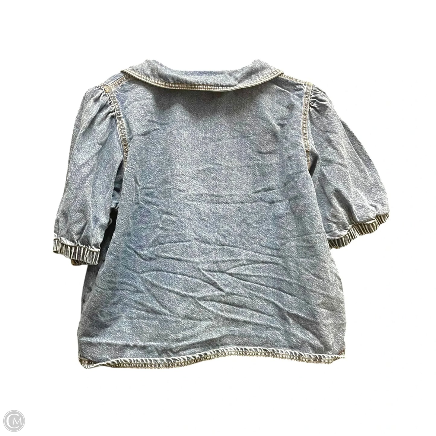 Top Short Sleeve By Calligraphie In Blue Denim, Size: Xl
