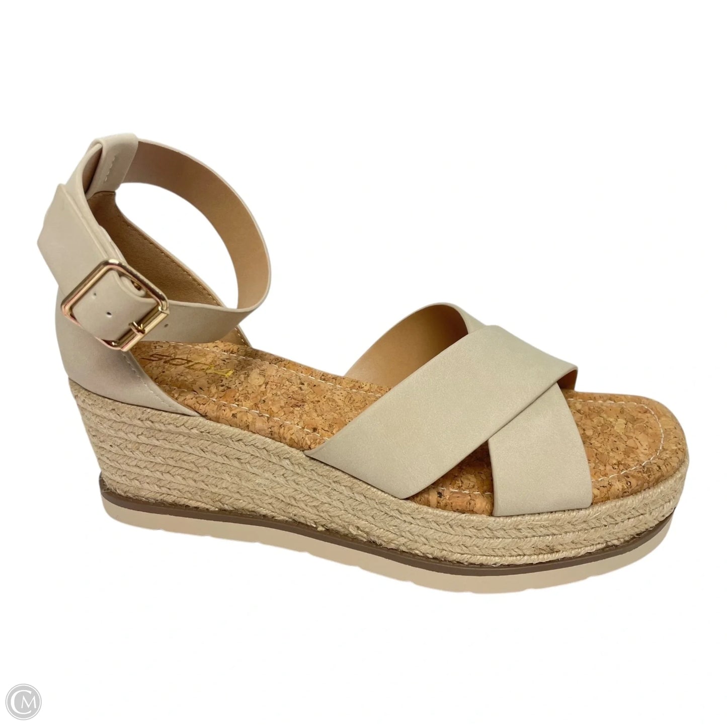 Sandals Heels Wedge By Soda In Cream, Size: 11