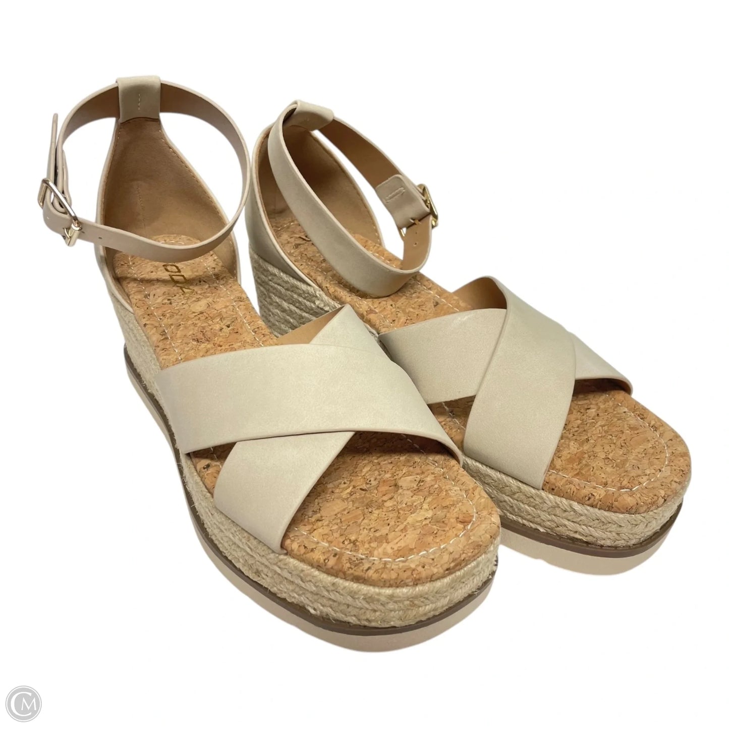 Sandals Heels Wedge By Soda In Cream, Size: 11