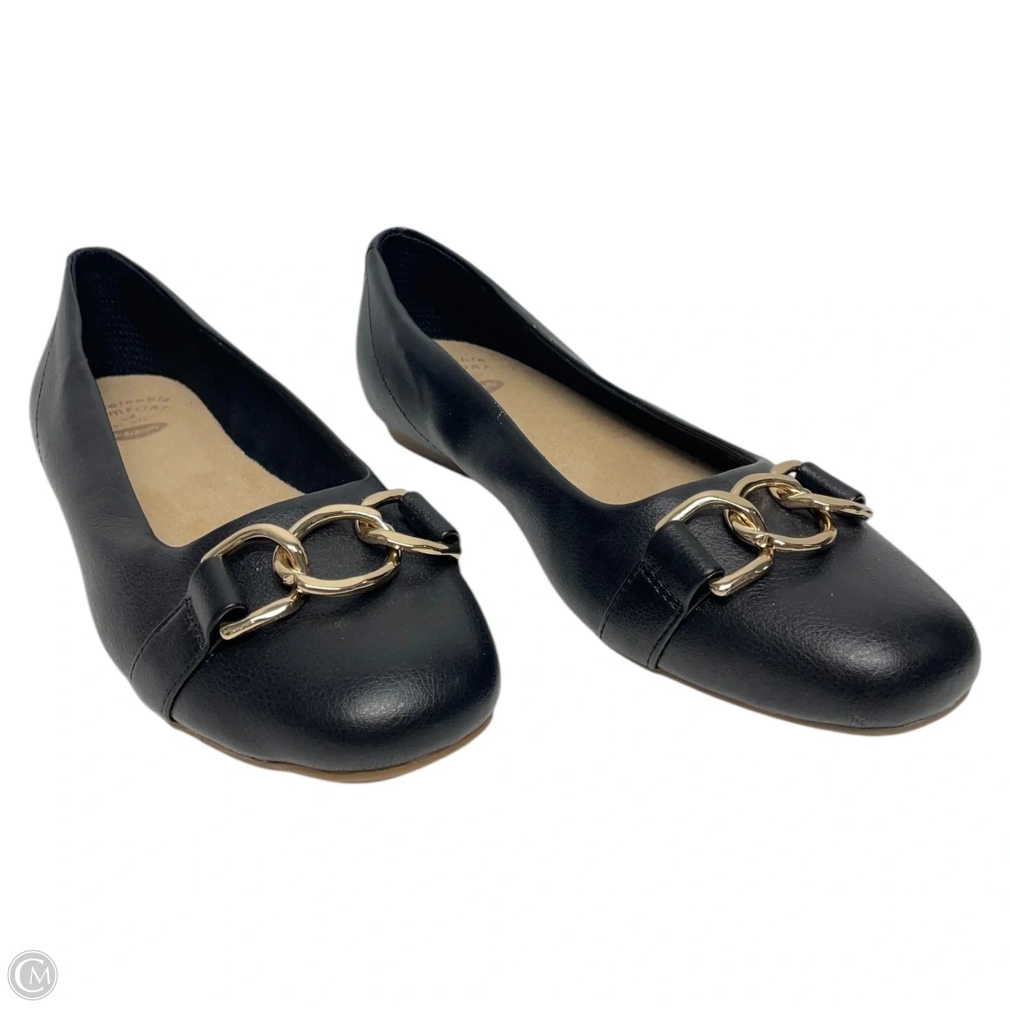 Shoes Flats By Dr Scholls In Black & Gold, Size: 7.5