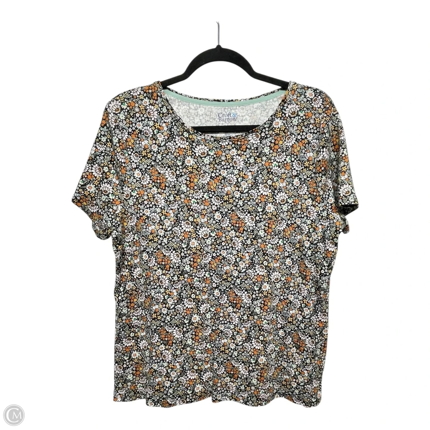 Top Short Sleeve By Croft And Barrow In Floral Print, Size: L