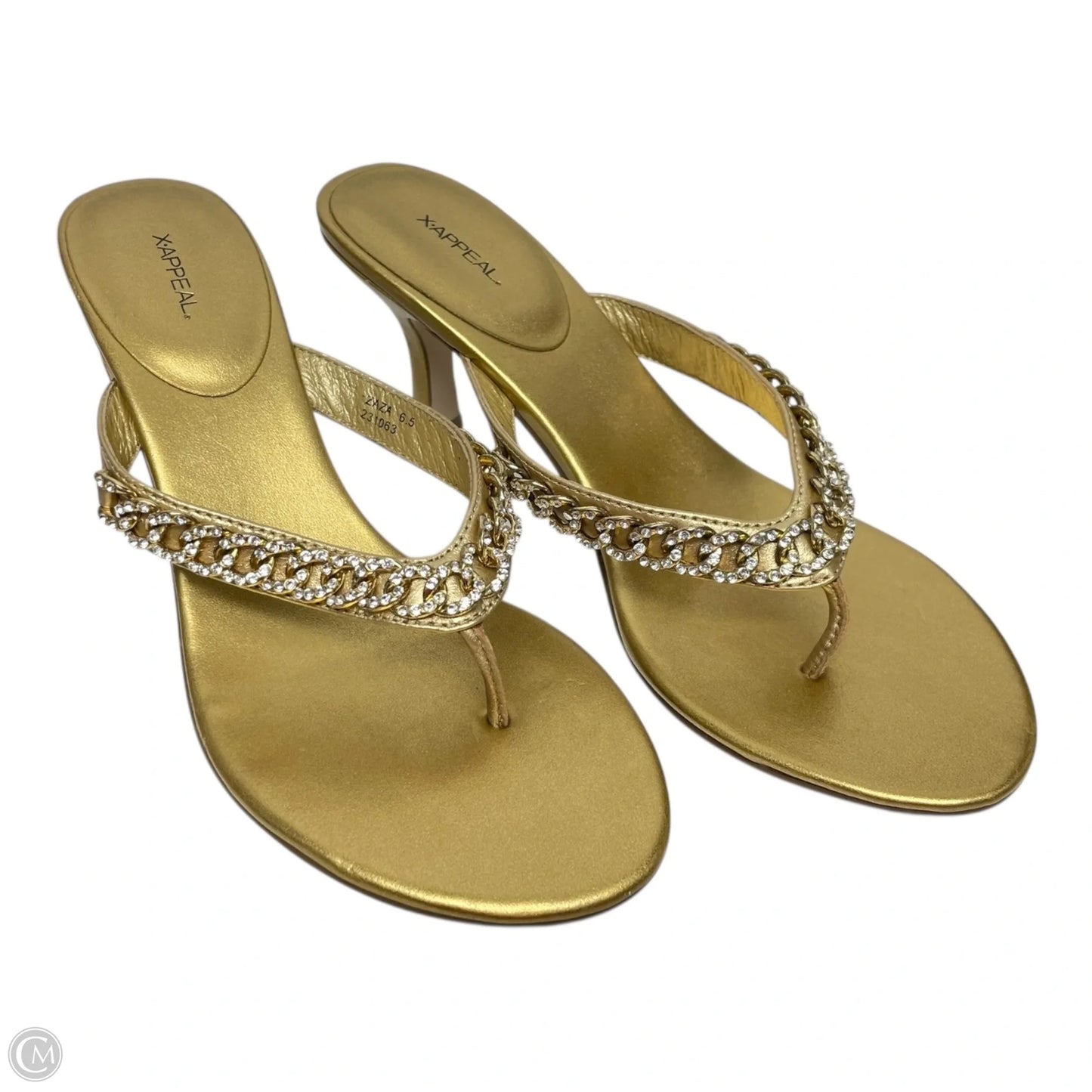 Sandals Heels Stiletto By Xappeal In Gold, Size: 6.5