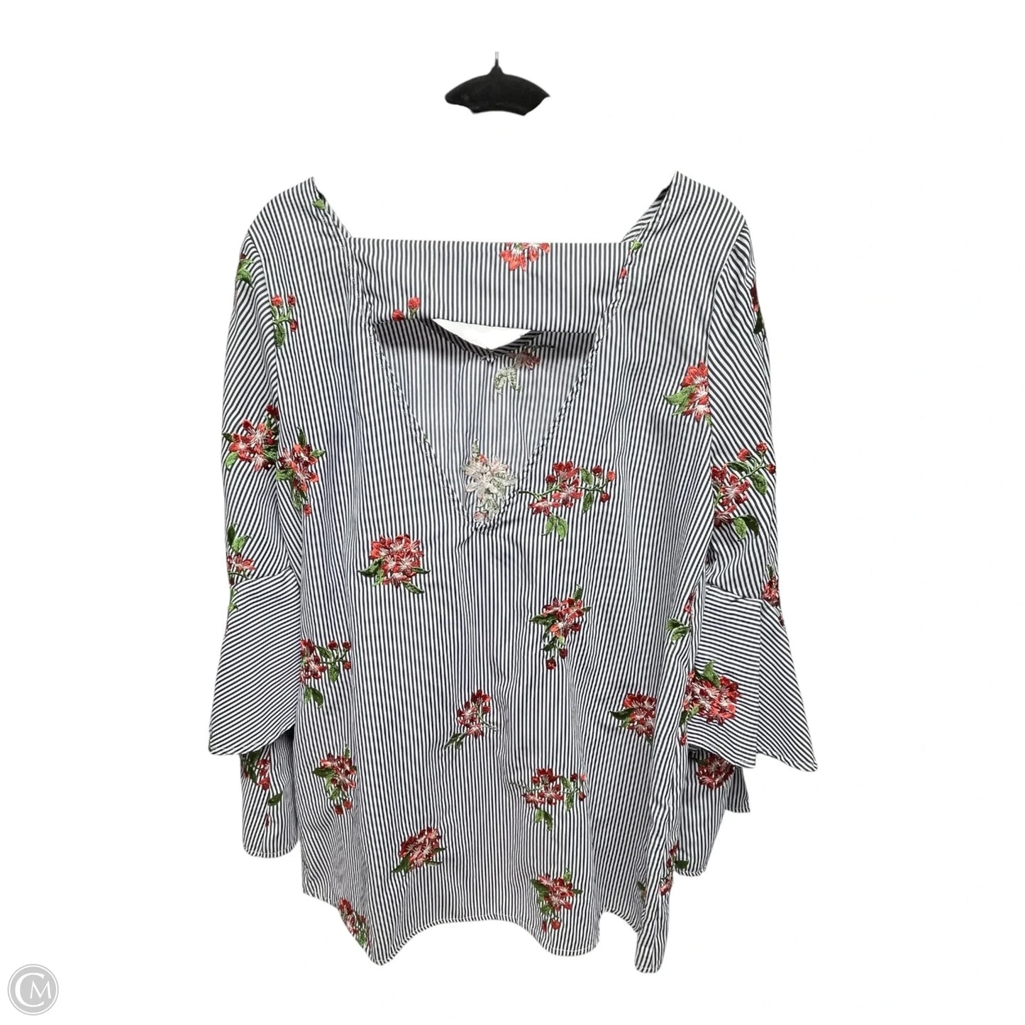 Top Long Sleeve By Peach Love Cream California In Striped Pattern, Size: L