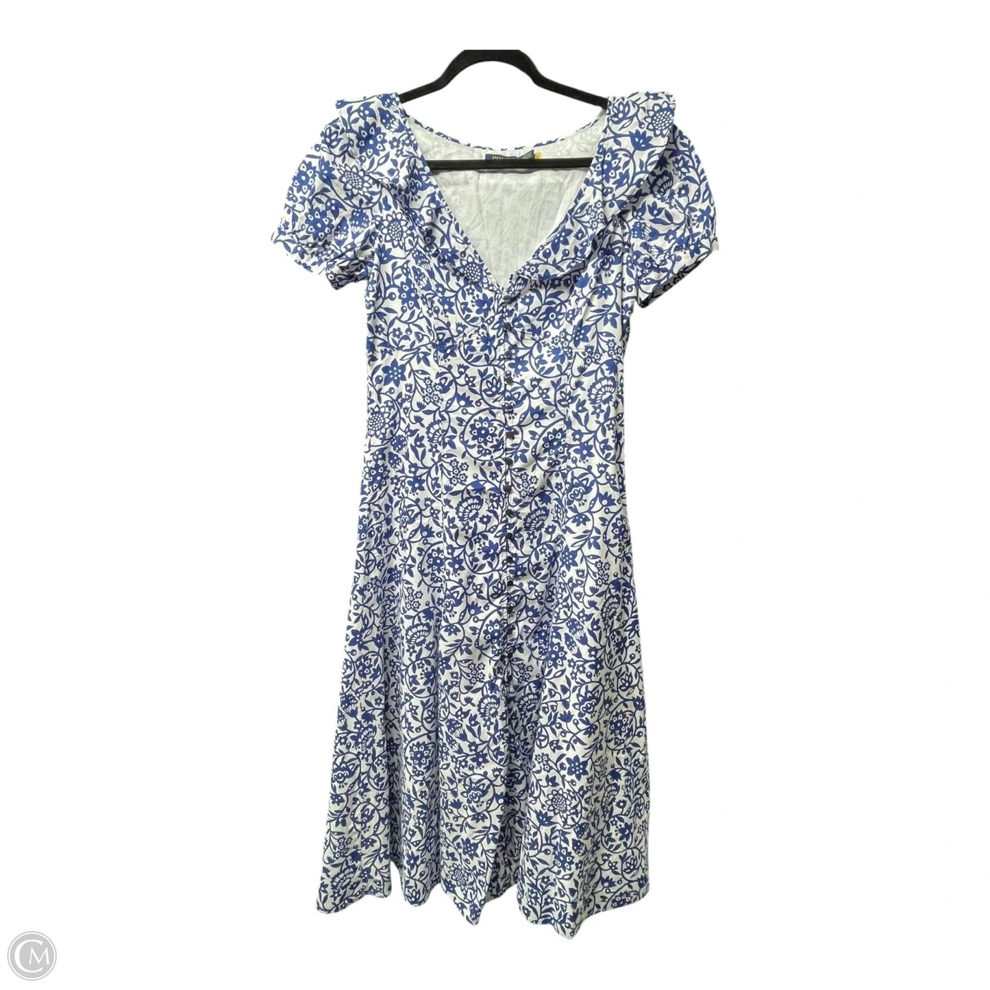 Dress Casual Midi By Polo Ralph Lauren In Blue & White, Size: 6