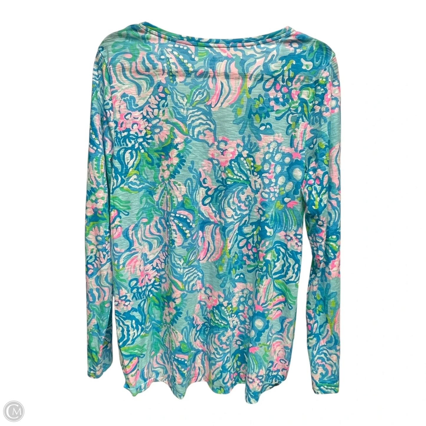 Top Long Sleeve Designer By Lilly Pulitzer In Blue & Pink, Size: L