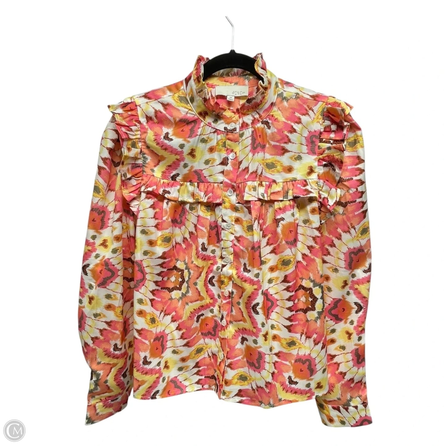 Top Long Sleeve By Pinch In Orange & Pink, Size: M
