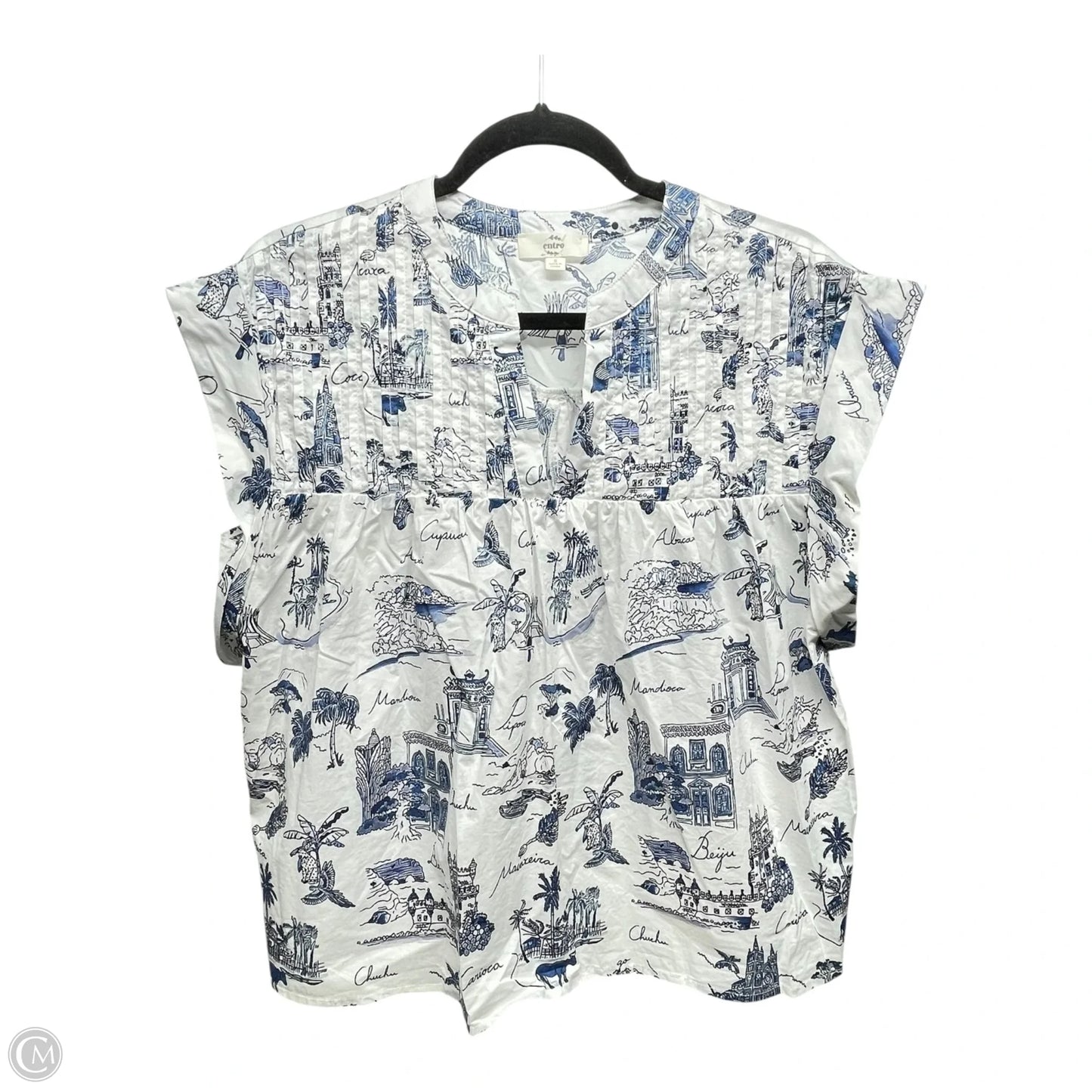 Top Short Sleeve By Entro In Blue & White, Size: S