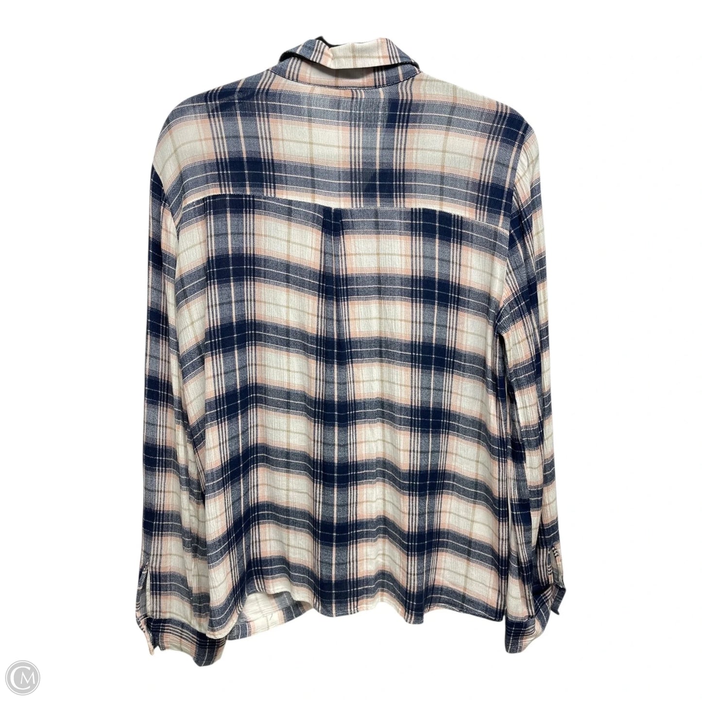 Top Long Sleeve By Charming Charlie In Plaid Pattern, Size: M