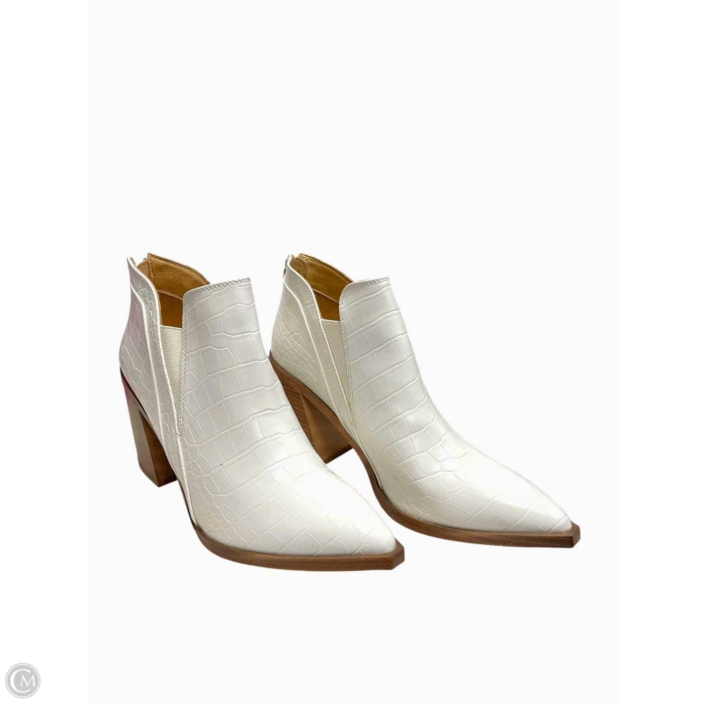 Boots Ankle Heels By Clothes Mentor In White, Size: 10