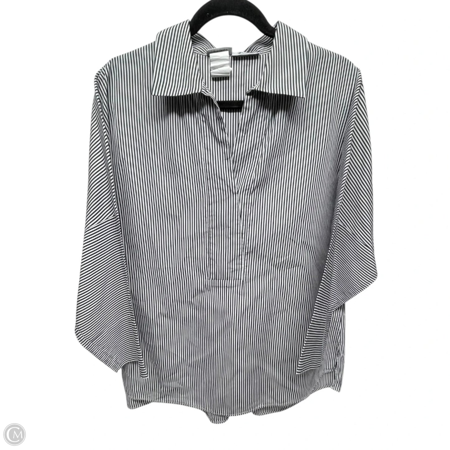 Top 3/4 Sleeve By Akris In Striped Pattern, Size: 14