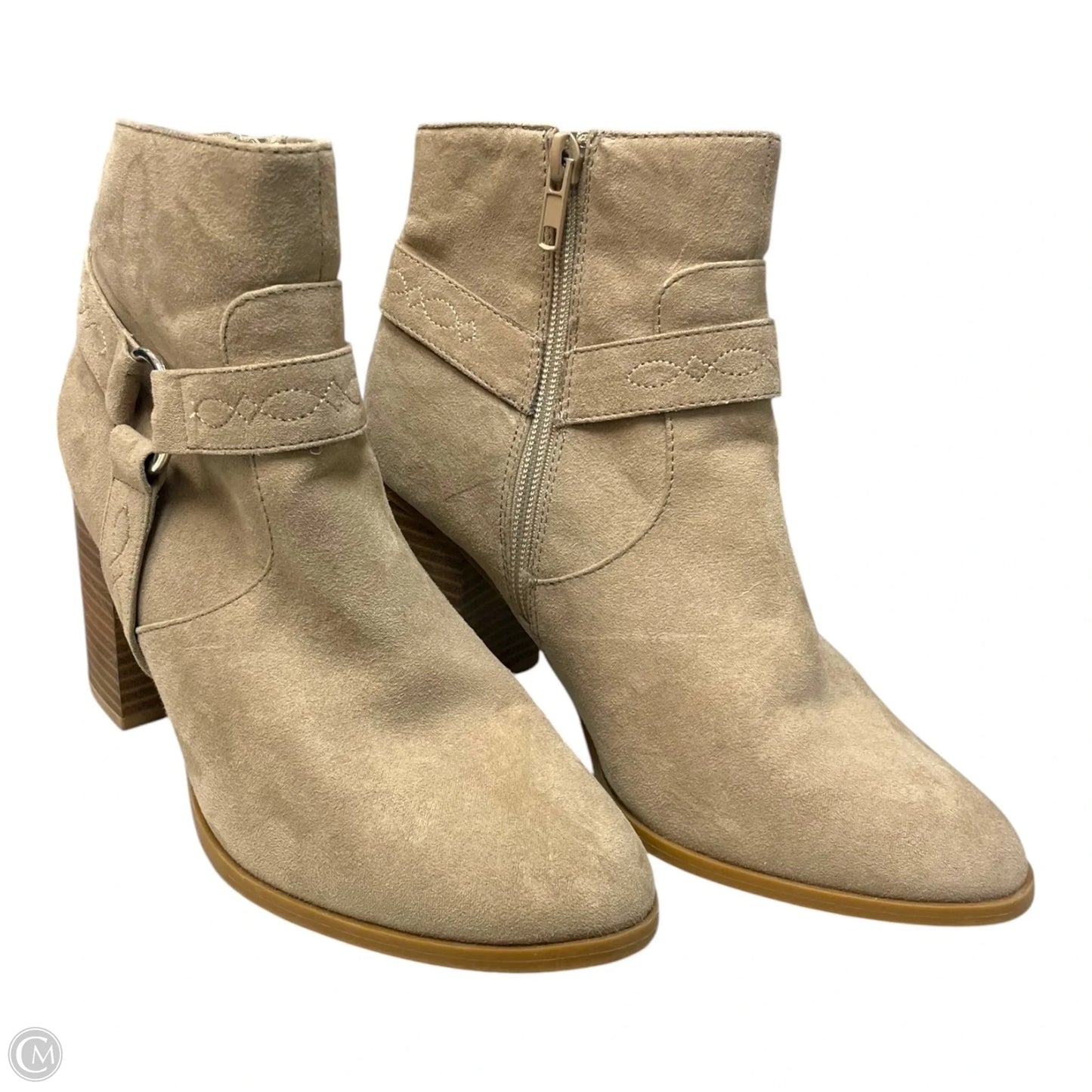 Boots Ankle Heels By Clothes Mentor In Beige, Size: 7