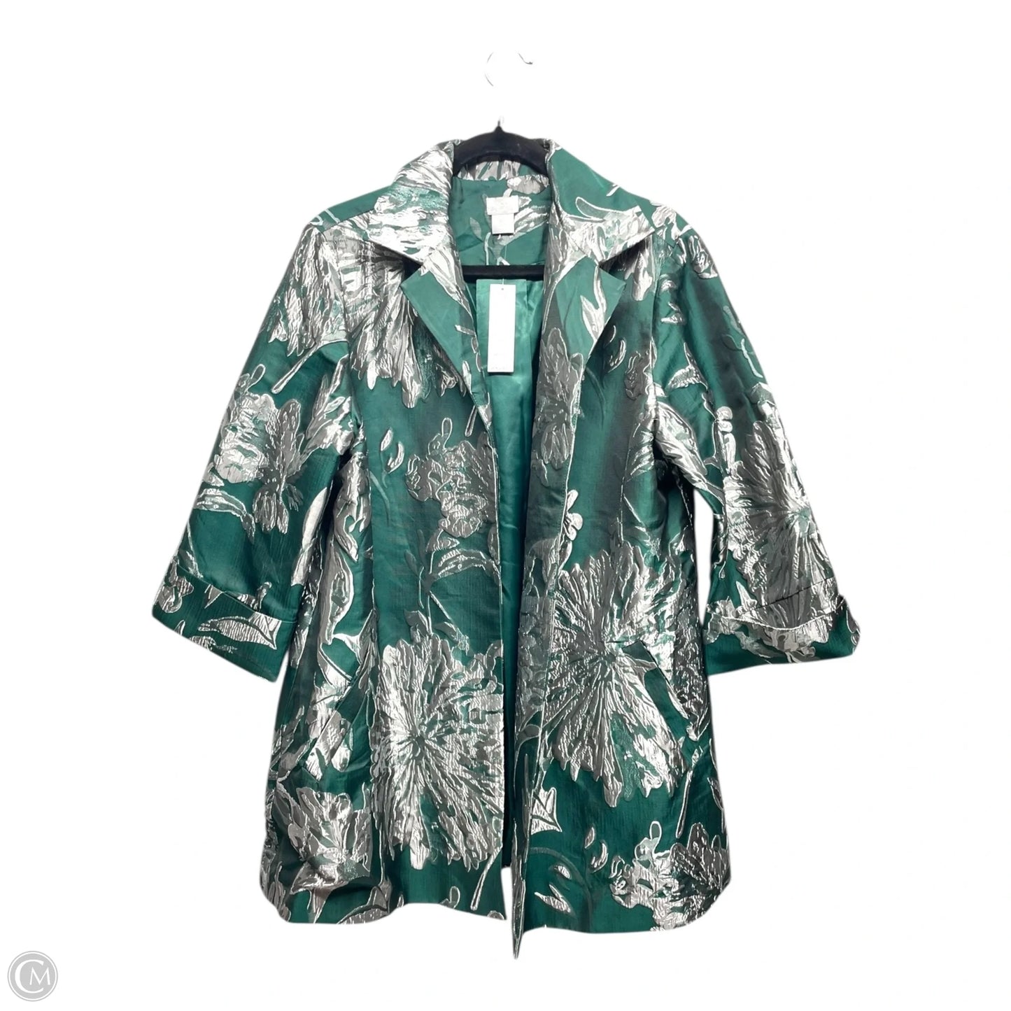 Blazer By Chicos In Green & Silver, Size: L