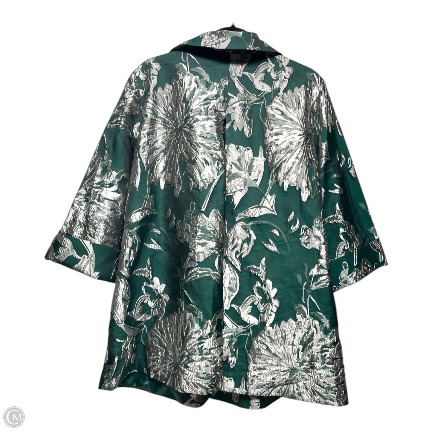 Blazer By Chicos In Green & Silver, Size: L