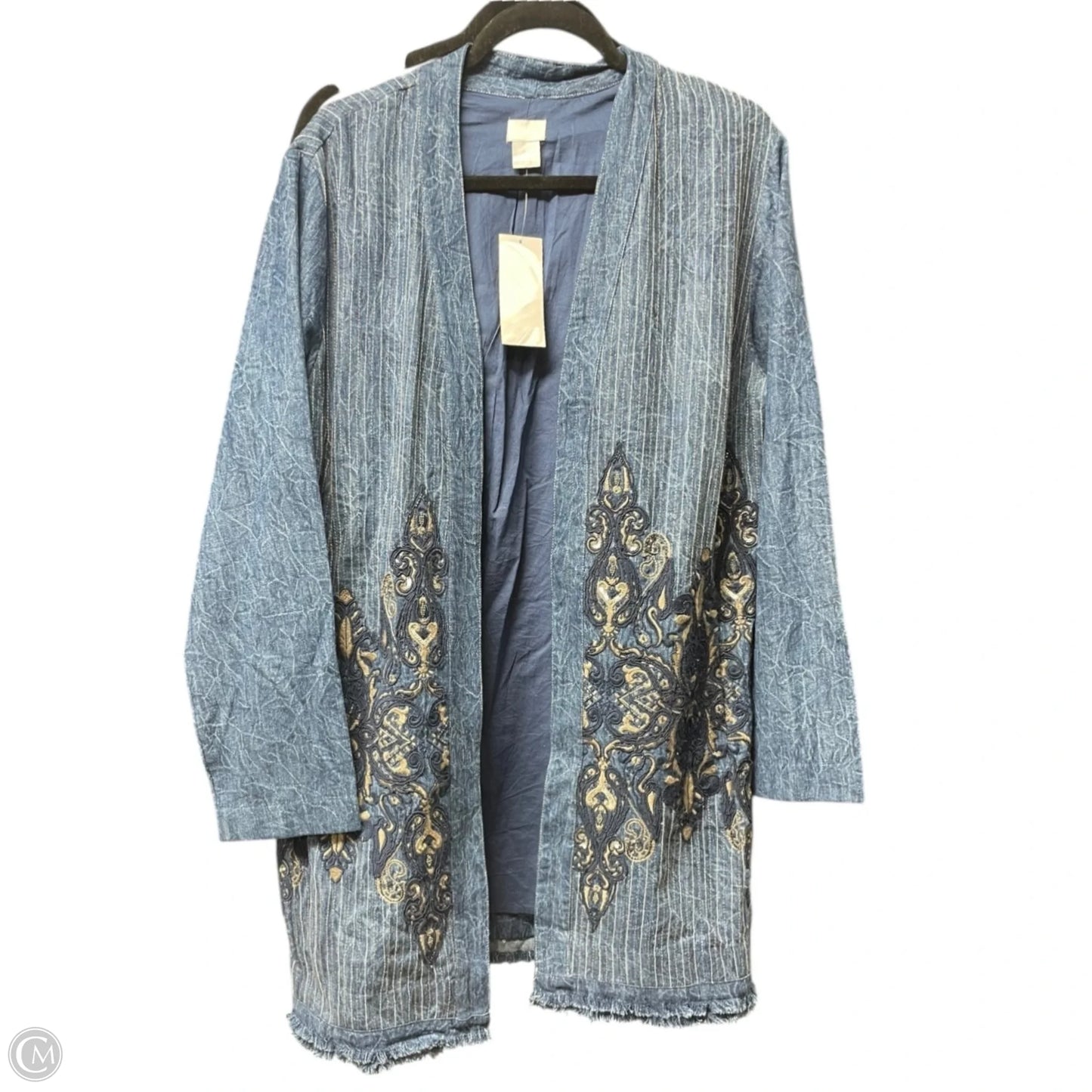 Cardigan By Chicos In Blue Denim, Size: L