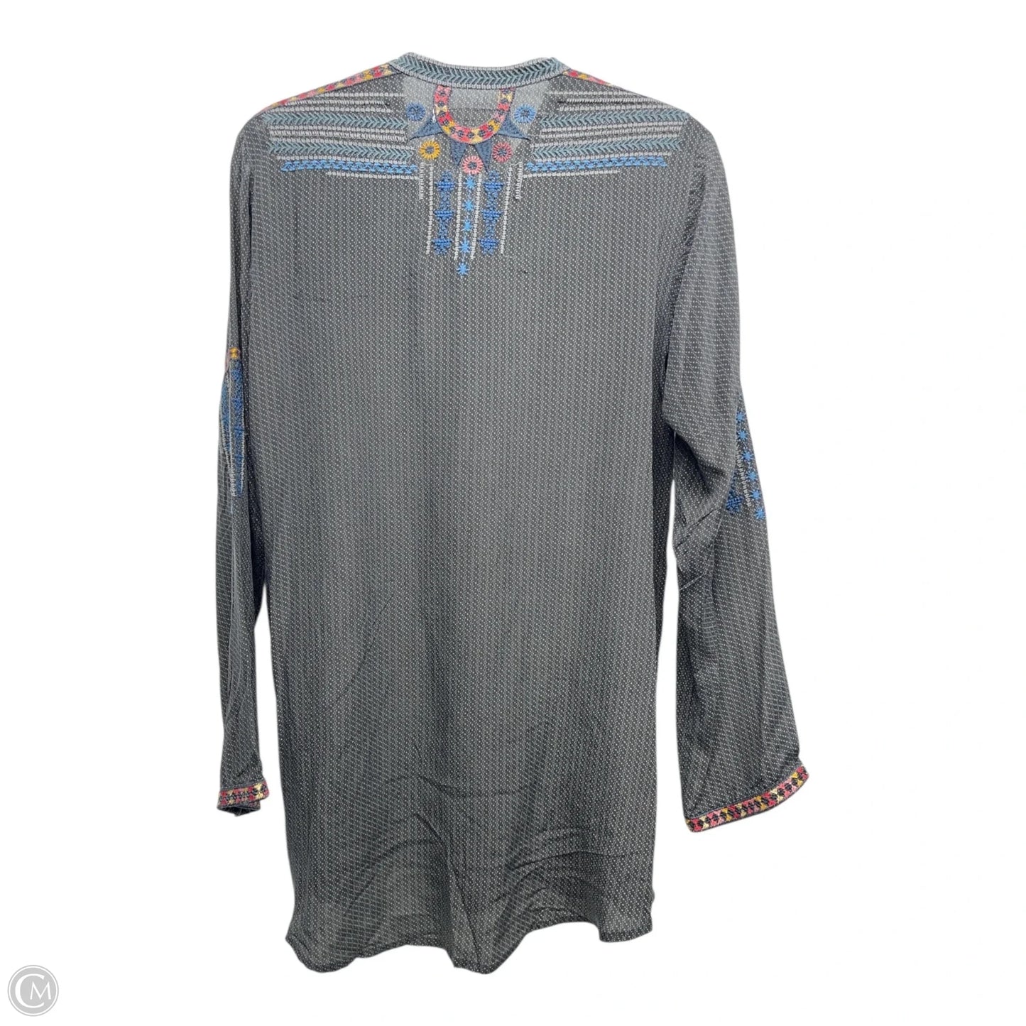 Blouse Long Sleeve By Johnny Was In Black & Grey, Size: M