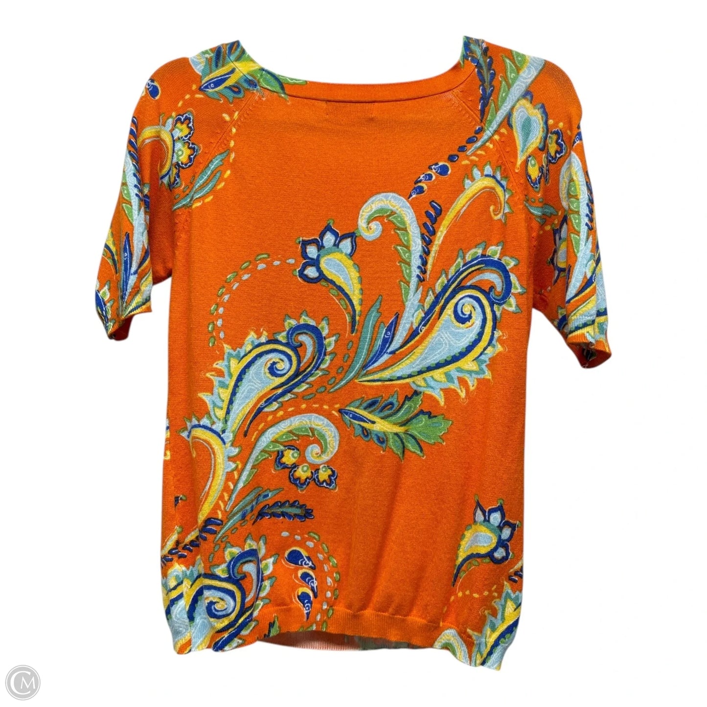 Sweater Short Sleeve By Joseph A. In Blue & Orange, Size: M