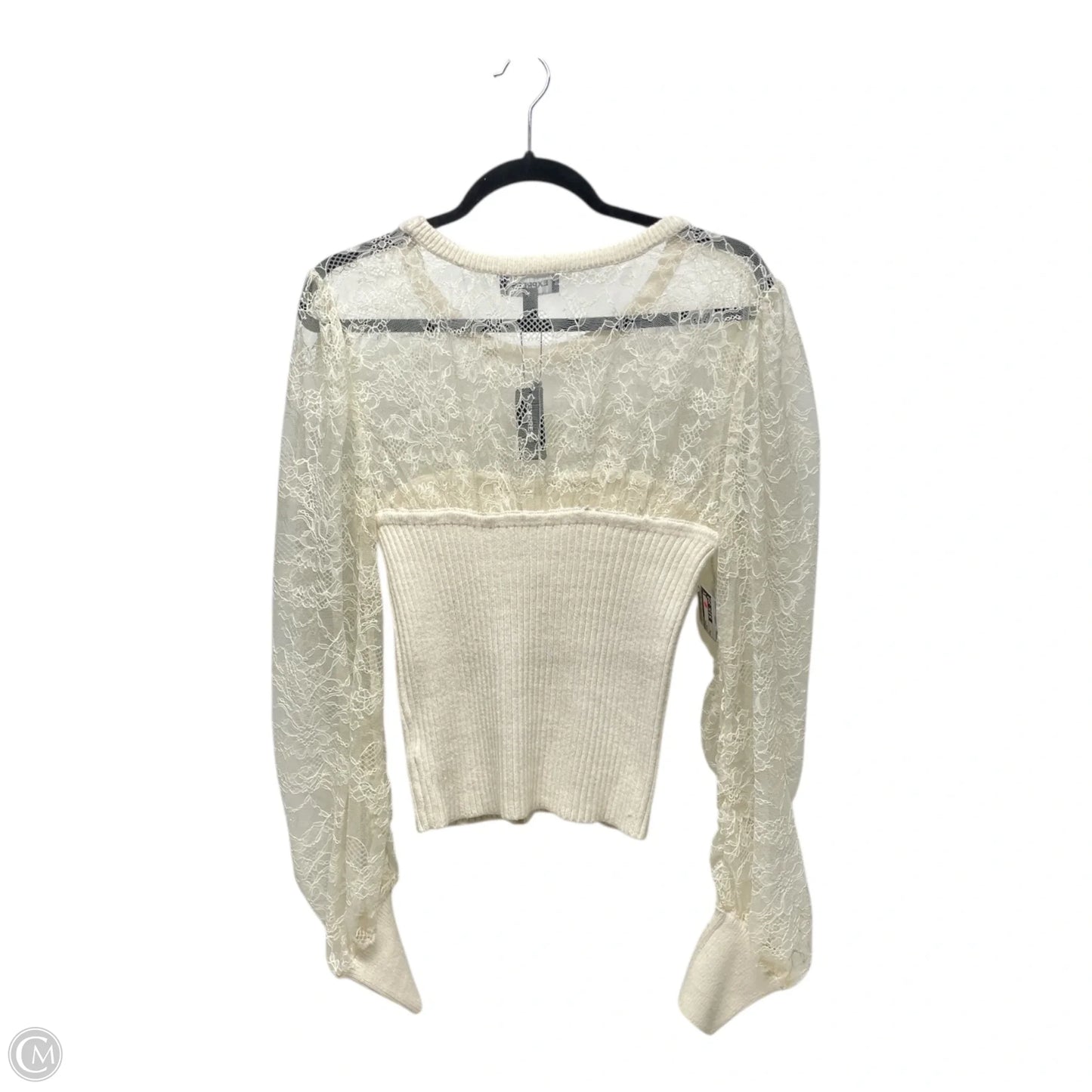 Sweater By Express In Cream, Size: L