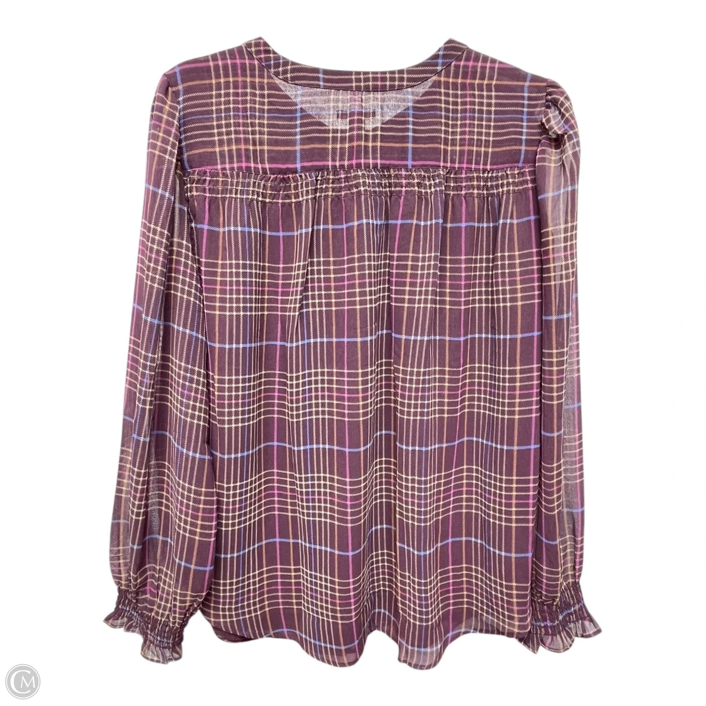 Top Long Sleeve By Ann Taylor In Plaid Pattern, Size: L