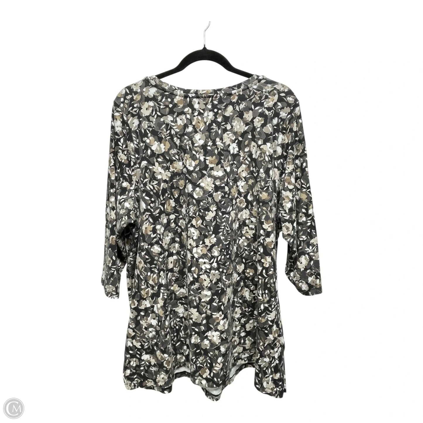 Top 3/4 Sleeve By Isaac Mizrahi Live Qvc In Brown & Cream, Size: 2x
