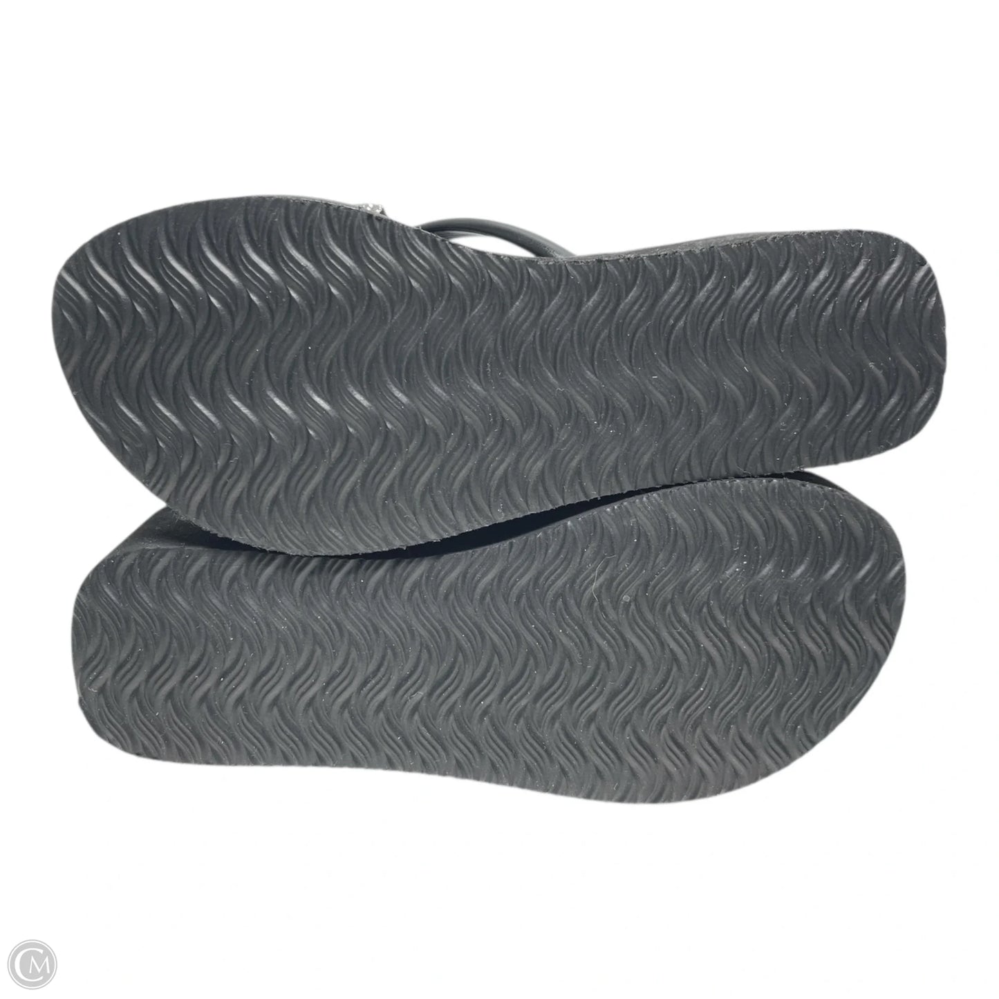 Sandals Heels Wedge By Clothes Mentor In Black & Silver, Size: 6