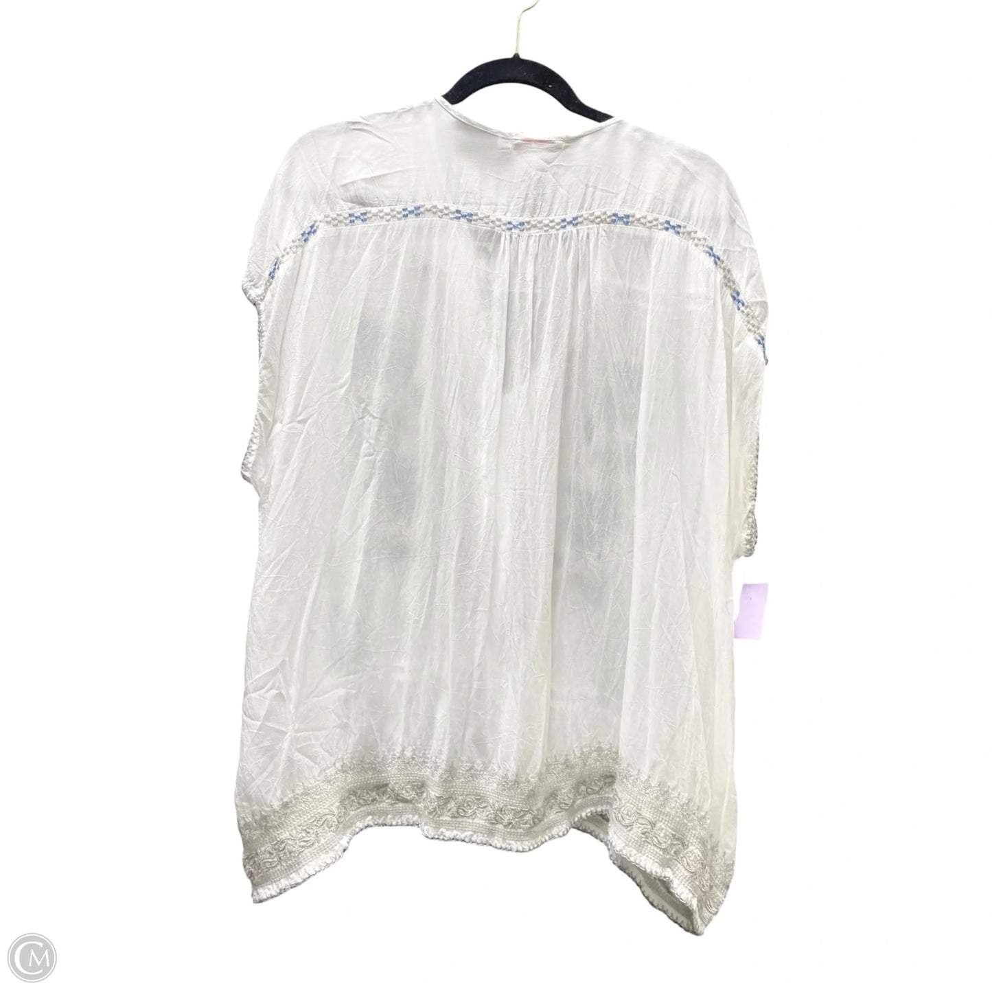 Top Short Sleeve Designer By Johnny Was In Blue & White, Size: 2x
