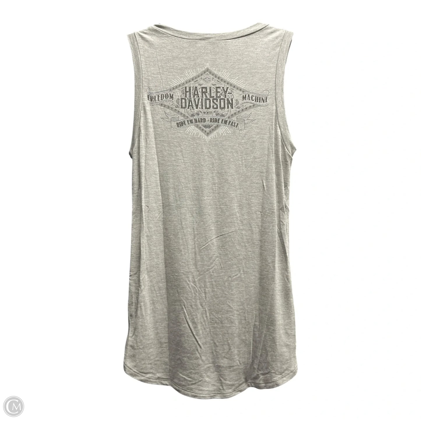 Top Sleeveless By Harley Davidson In Grey & Silver, Size: S
