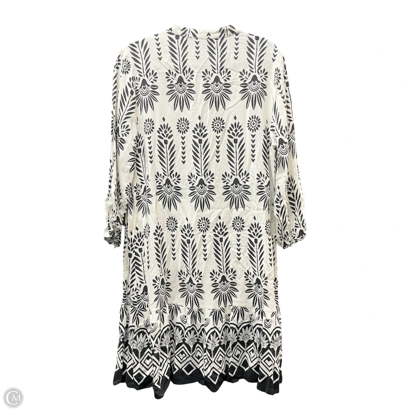 Dress Casual Short By Mlle Gabrielle In Black & Cream, Size: L