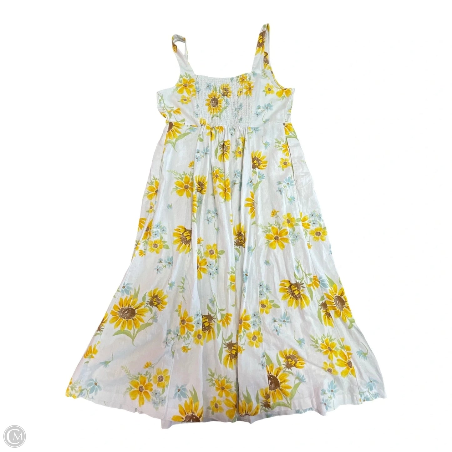 Dress Casual Midi By Old Navy In White & Yellow, Size: L