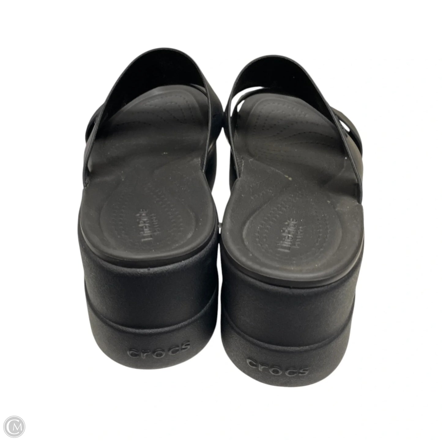 Sandals Heels Platform By Crocs In Black, Size: 6
