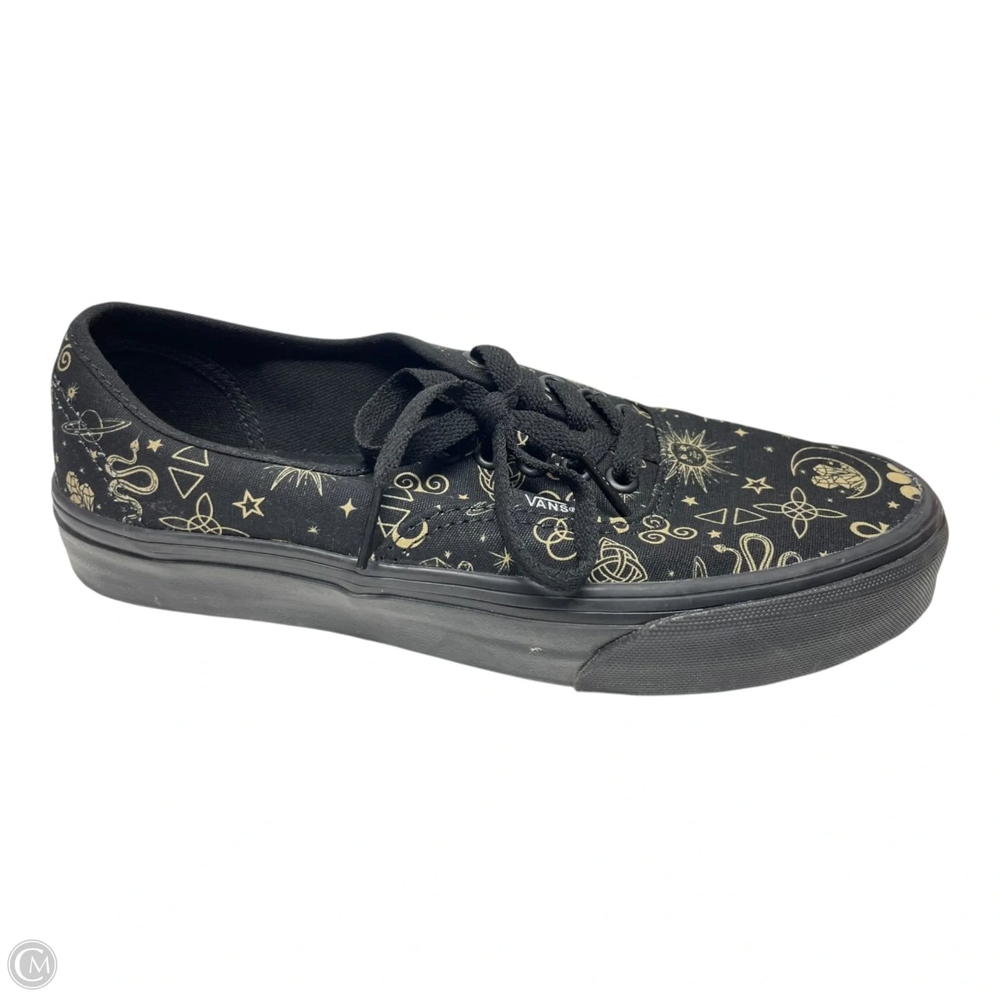 Shoes Sneakers By Vans In Black & Gold, Size: 8