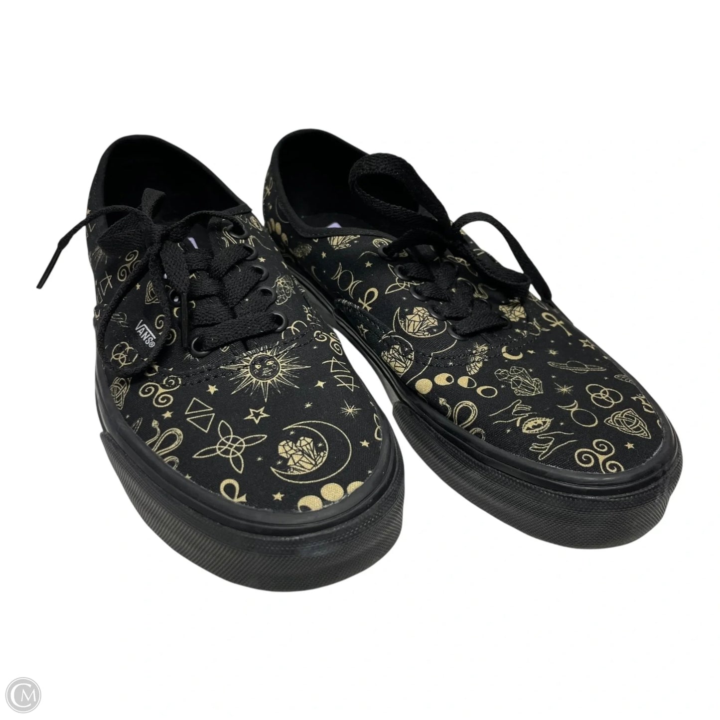 Shoes Sneakers By Vans In Black & Gold, Size: 8