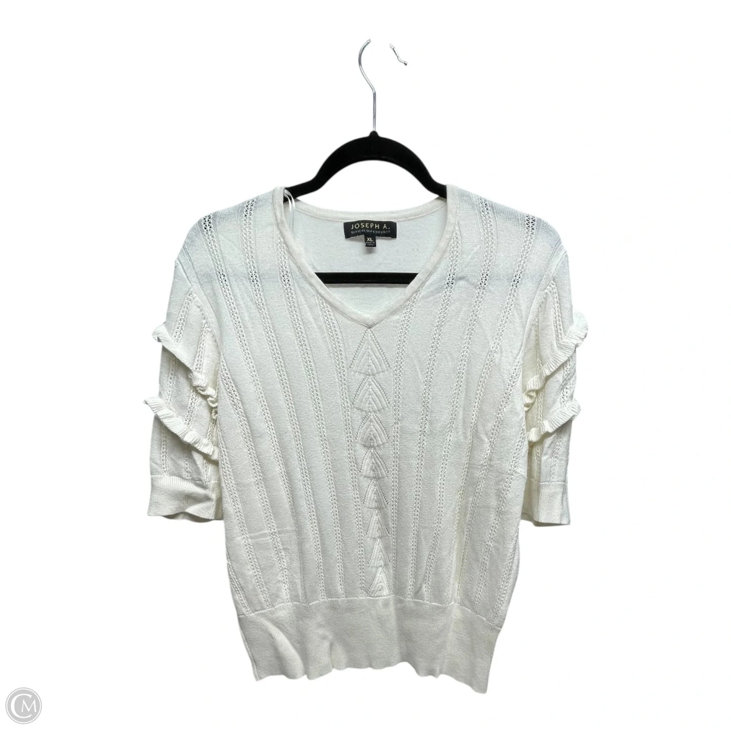Sweater Short Sleeve By Joseph A. In Cream, Size: Xl
