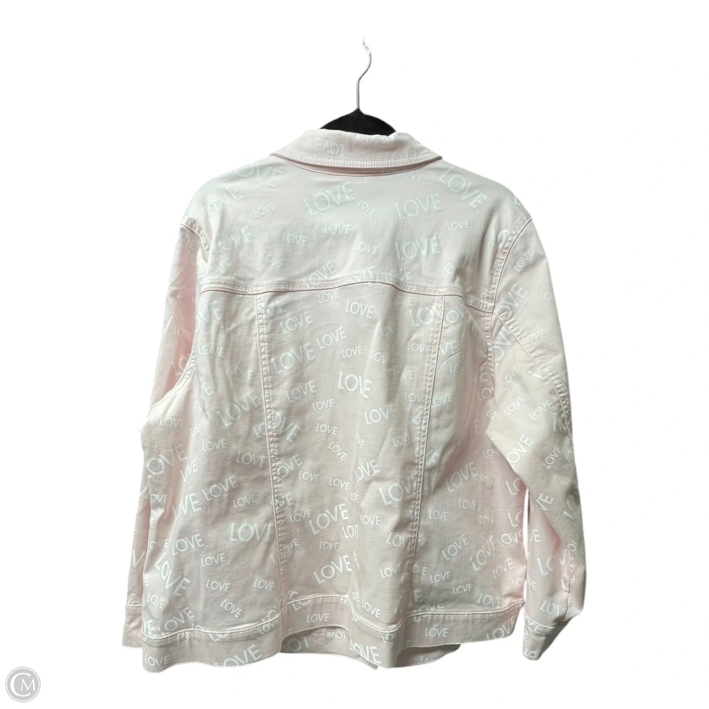 Jacket Denim By Belle By Kim Gravel In Pink & White, Size: Xxl