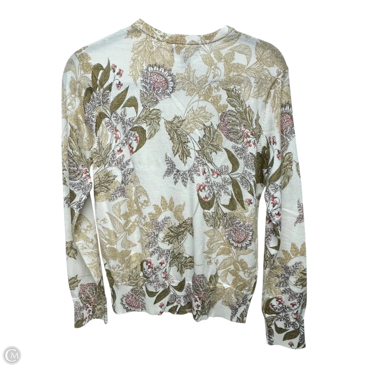 Sweater Cardigan By Lands End In Floral Print, Size: S
