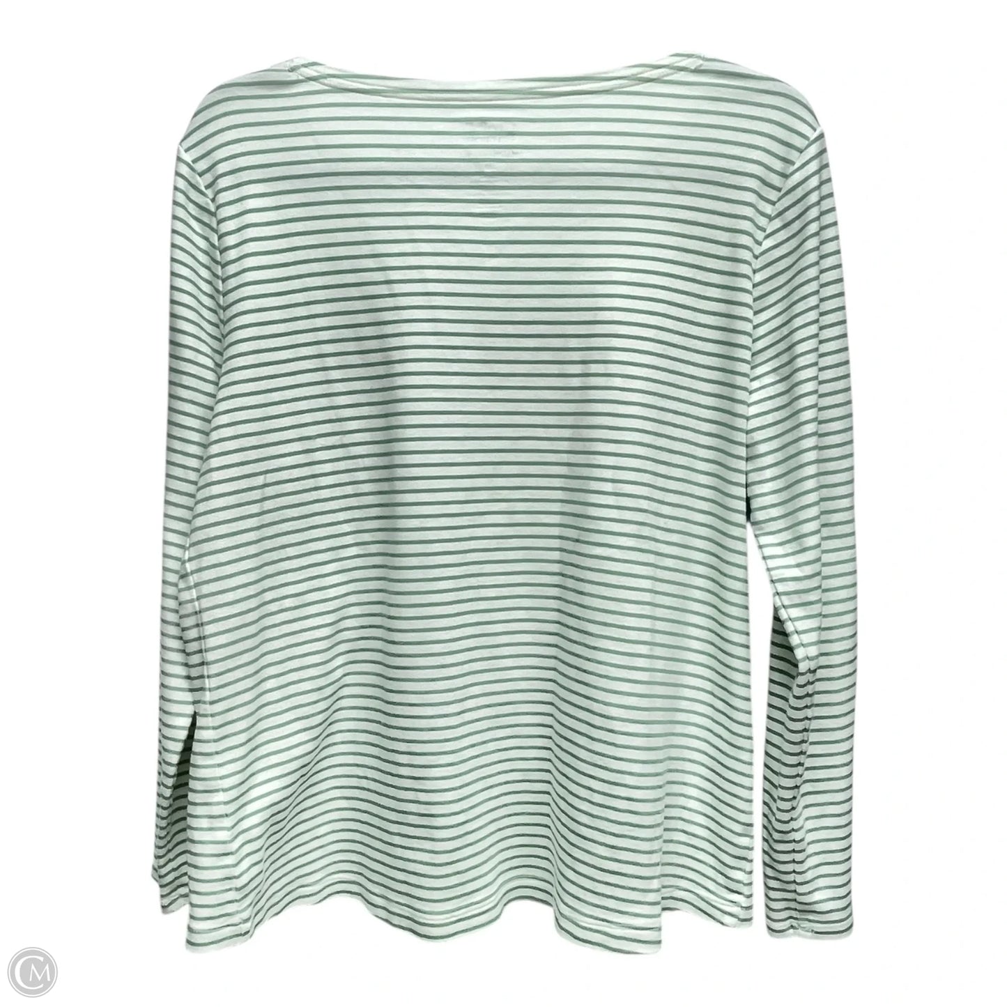 Top Long Sleeve By Croft And Barrow In Green & White, Size: M