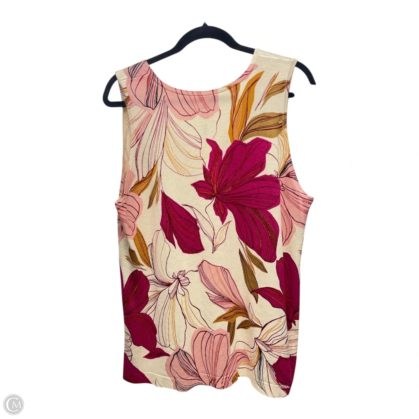 Vest Sweater By Chicos In Floral Print, Size: L