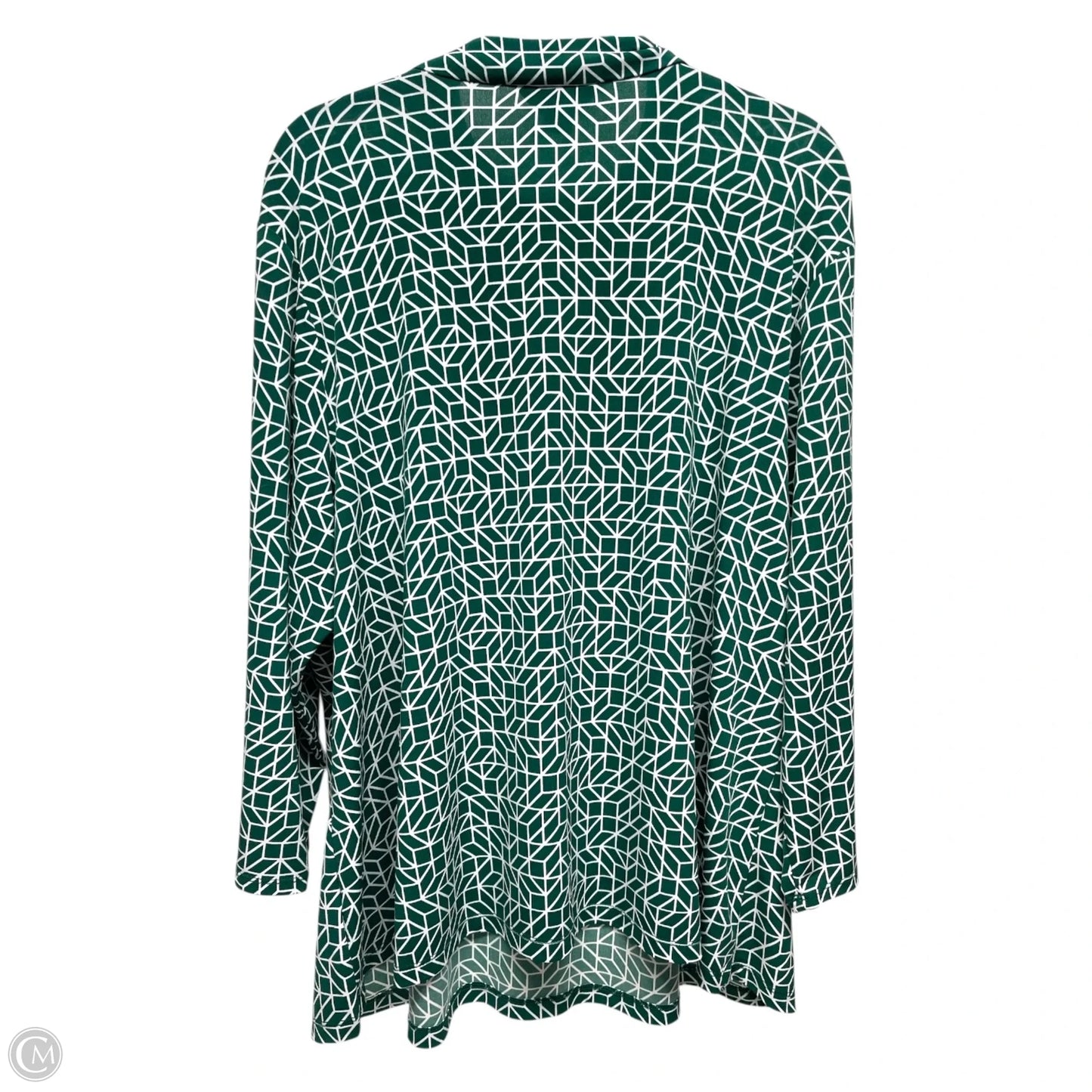 Top 3/4 Sleeve By Liz Claiborne In Green & White, Size: 2x